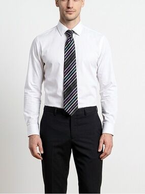 Mexx Striped Black Tie with Multicolor Accents 100% Silk | office | Formal wear